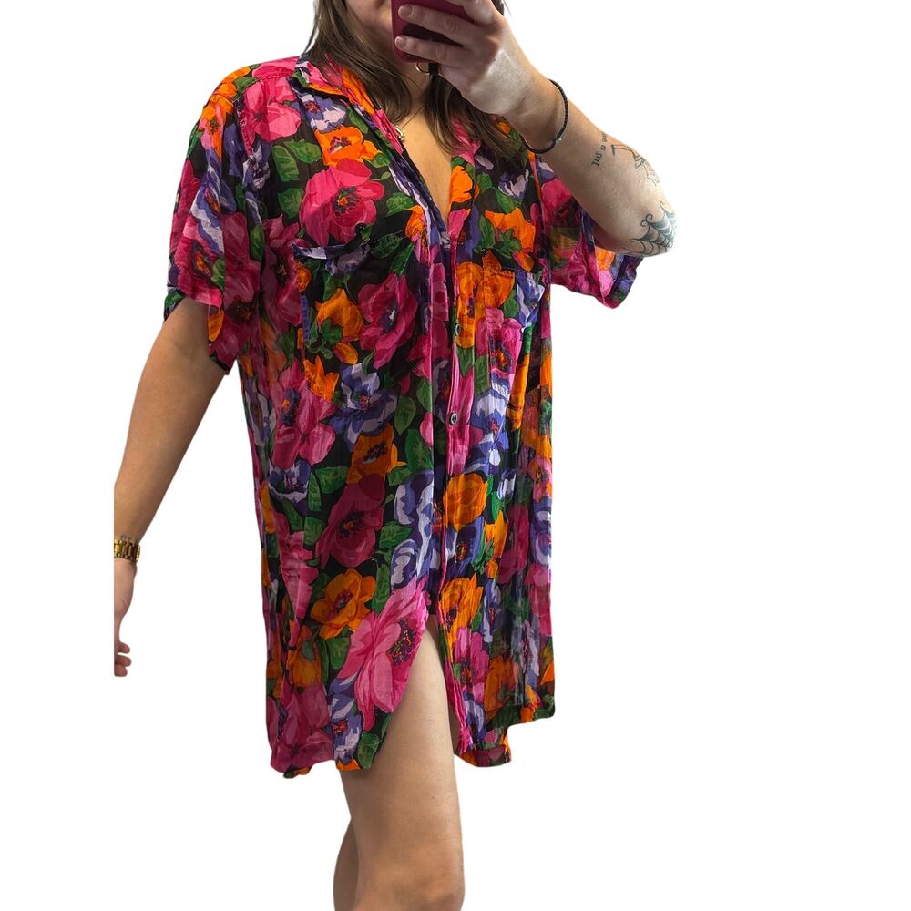 Sita 1980s SHORT SLEEVE BUTTON DOWN 100% FLORAL PRINT SHIRT
